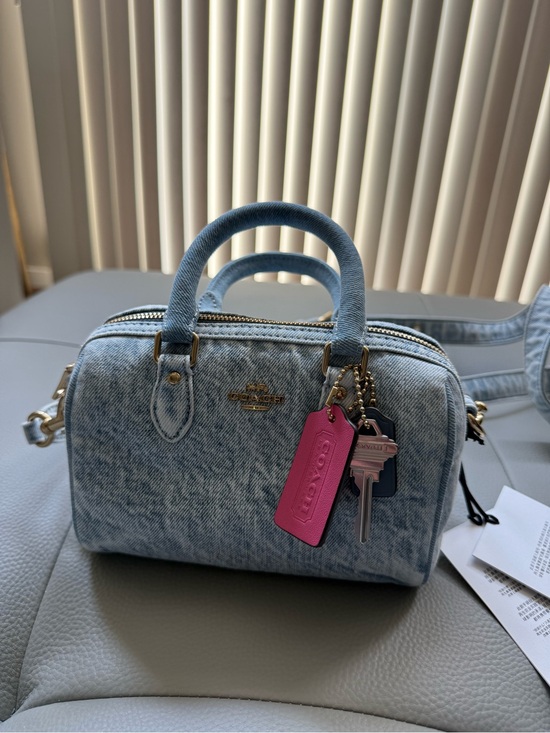 Coach Handbags - COACH Denim Mini Rowan with Pink Tag